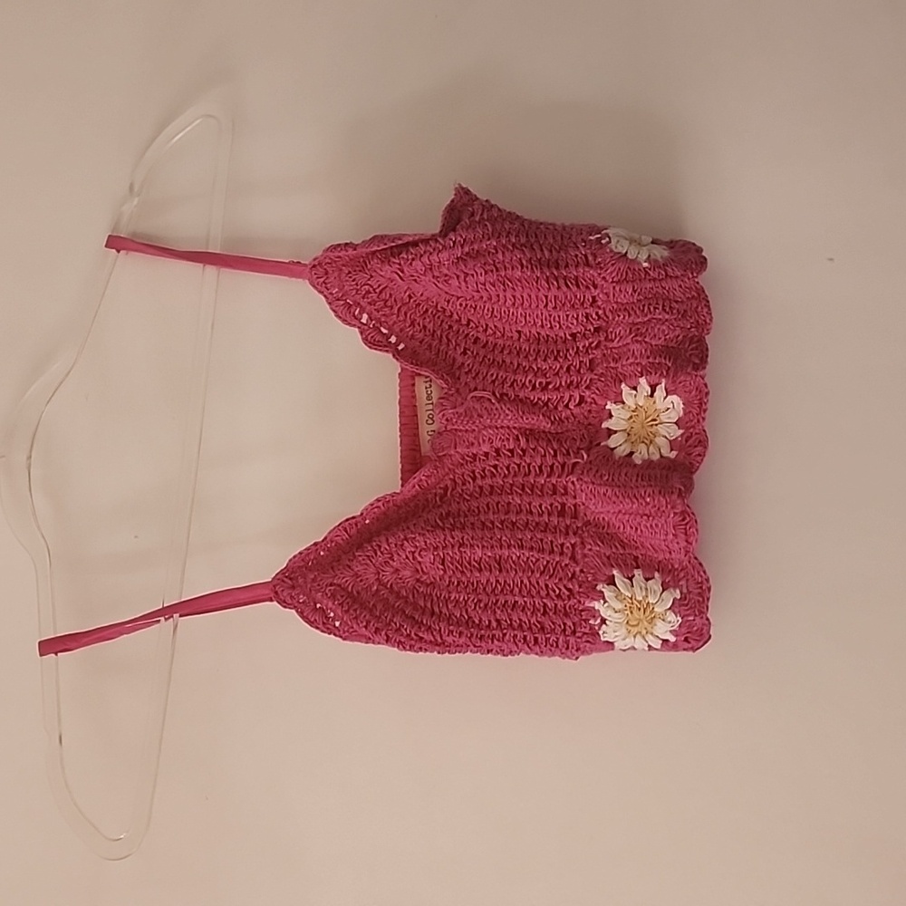 Hot pink daisy crochet top